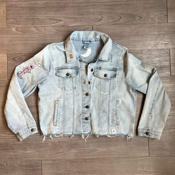 Disney Tangled Rapunzel Denim Jacket Let Your Power Shine Embroidered Size L