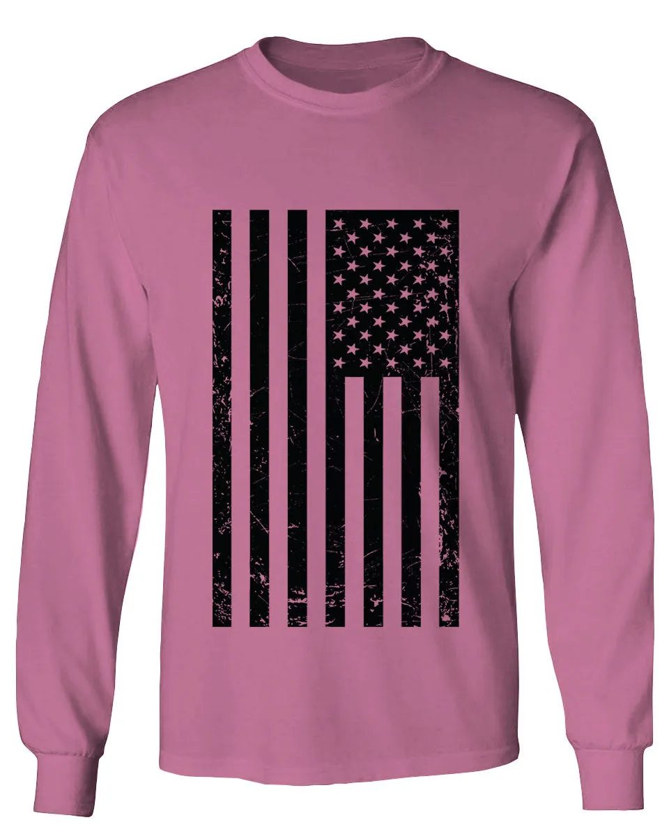 Distressed American USA United States of America Military Marine us Navy Army Big Flag mens Long sleeve t shirt