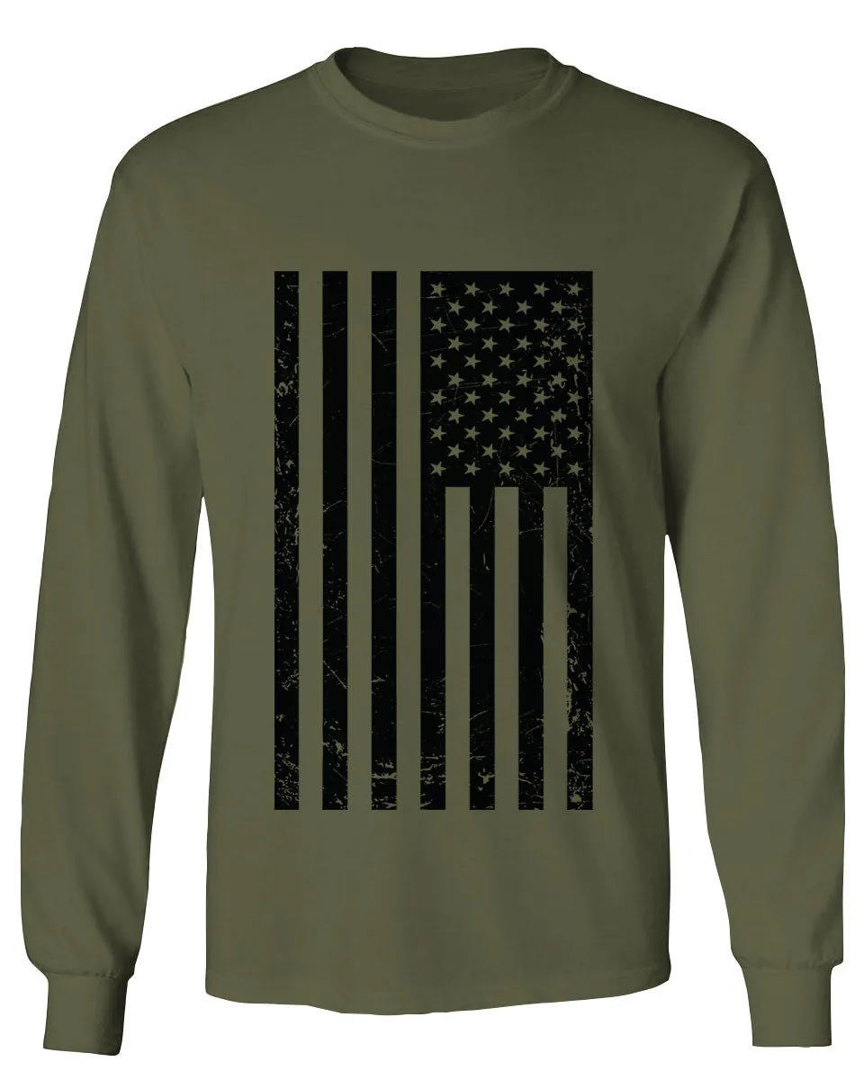 Distressed American USA United States of America Military Marine us Navy Army Big Flag mens Long sleeve t shirt