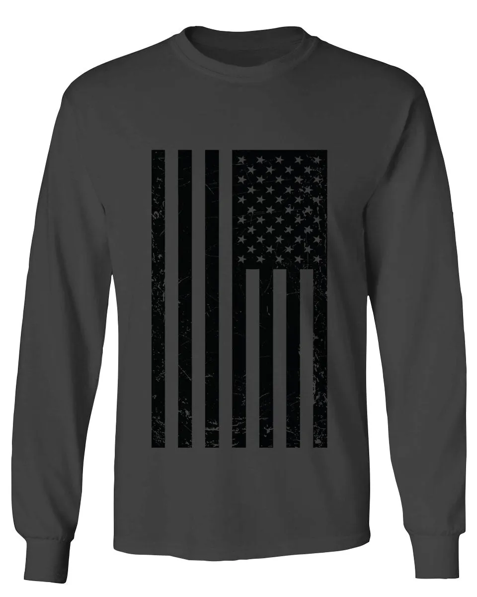 Distressed American USA United States of America Military Marine us Navy Army Big Flag mens Long sleeve t shirt