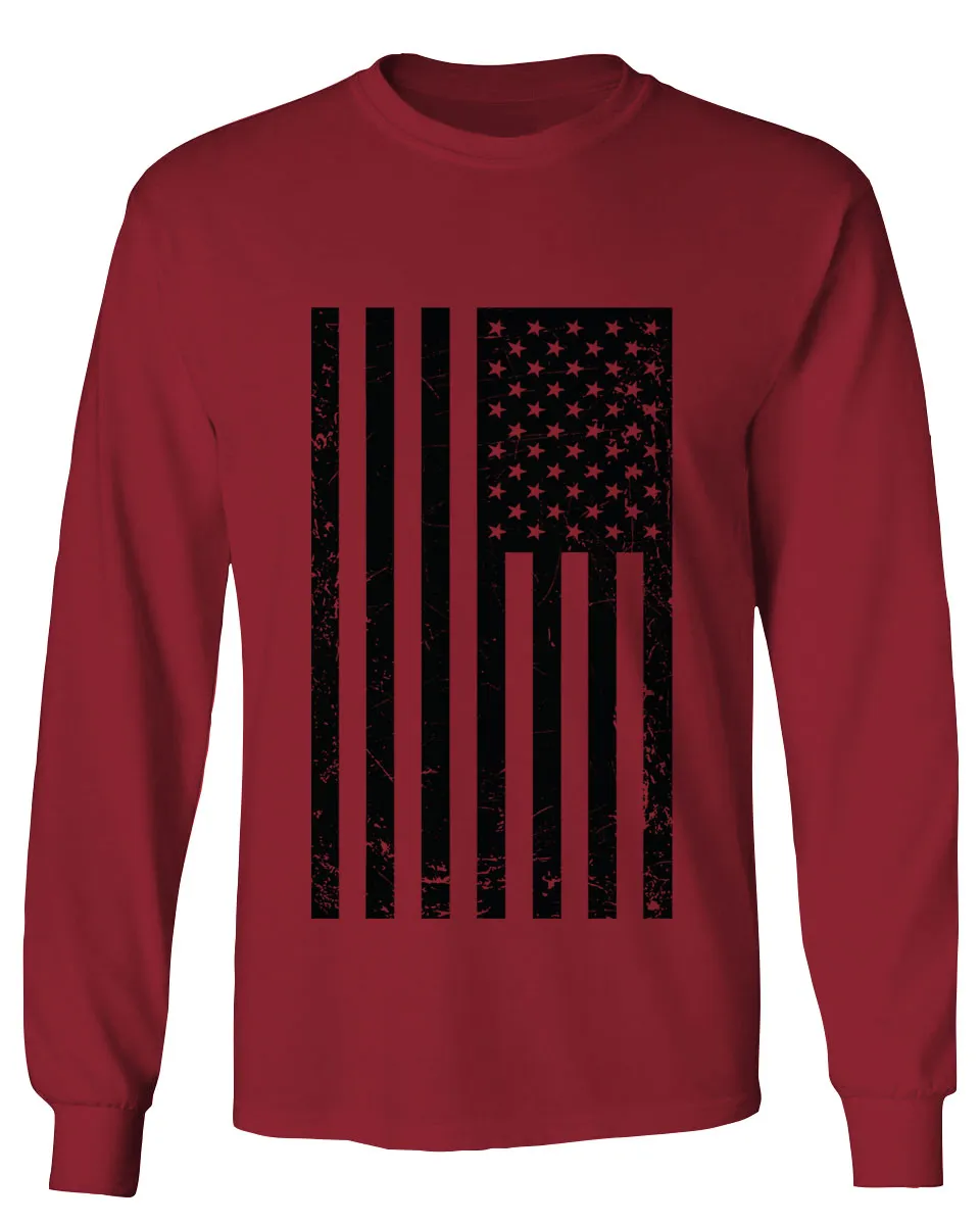 Distressed American USA United States of America Military Marine us Navy Army Big Flag mens Long sleeve t shirt