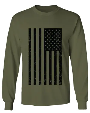 Distressed American USA United States of America Military Marine us Navy Army Big Flag mens Long sleeve t shirt