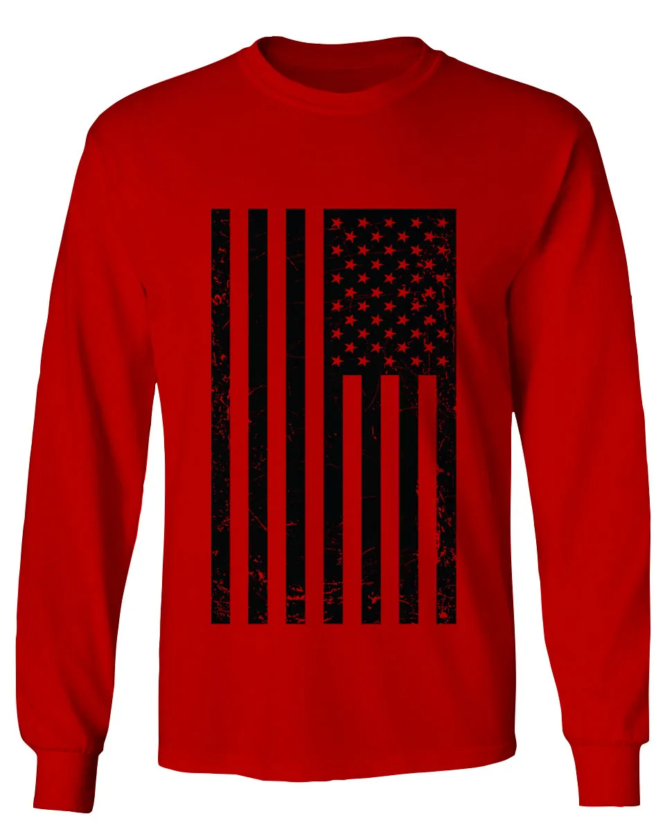 Distressed American USA United States of America Military Marine us Navy Army Big Flag mens Long sleeve t shirt