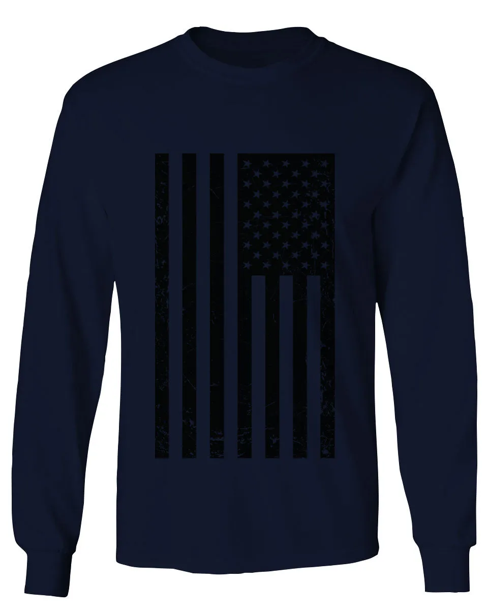 Distressed American USA United States of America Military Marine us Navy Army Big Flag mens Long sleeve t shirt