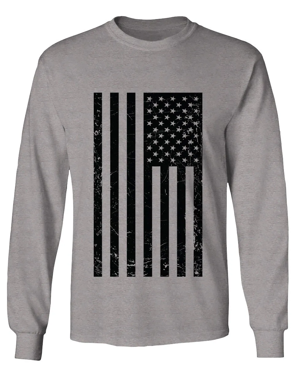 Distressed American USA United States of America Military Marine us Navy Army Big Flag mens Long sleeve t shirt