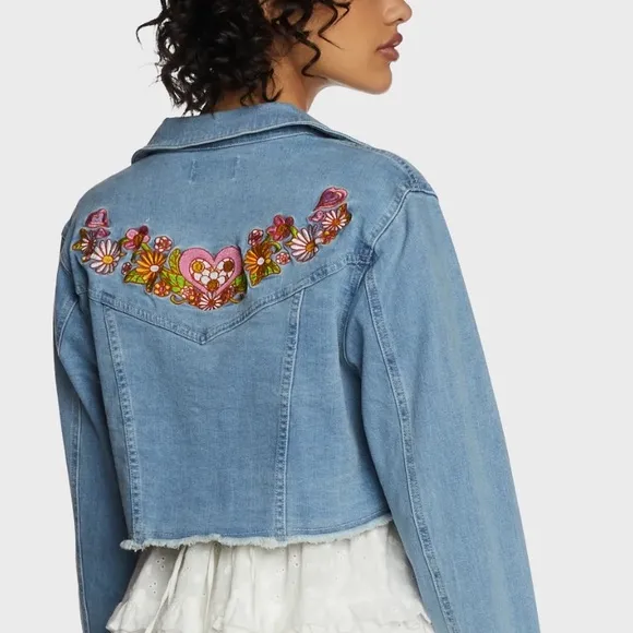 Dolls Kill X Sugar Thrillz Cropped Outta Sight Trucker Jean Jacket