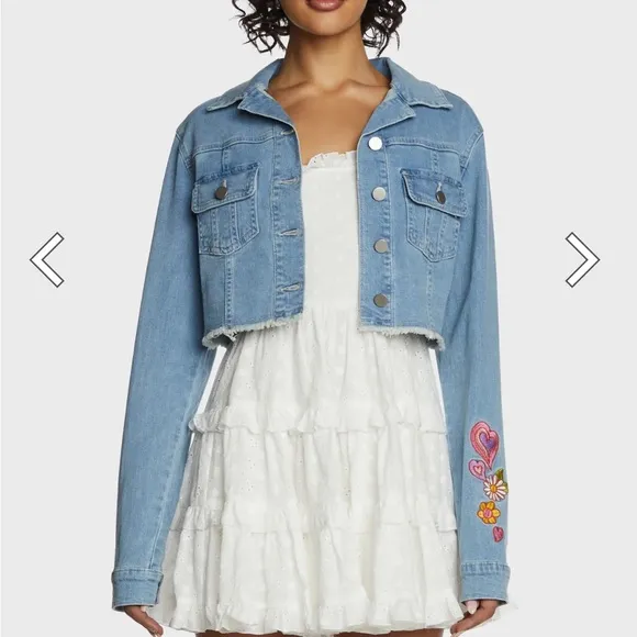 Dolls Kill X Sugar Thrillz Cropped Outta Sight Trucker Jean Jacket