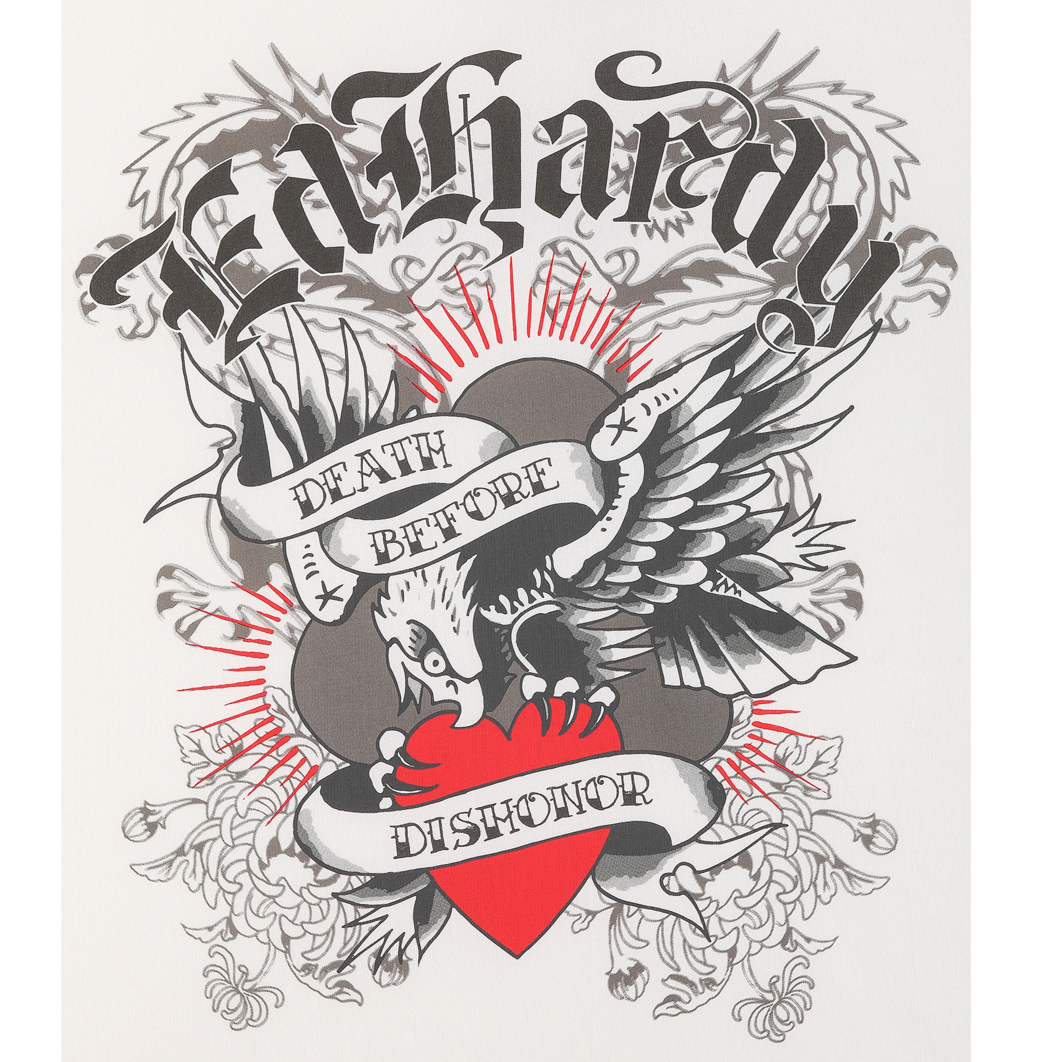ED HARDY DEATH BEFORE DISHONOR EAGLE RELAXED T-SHIRT - WHITE