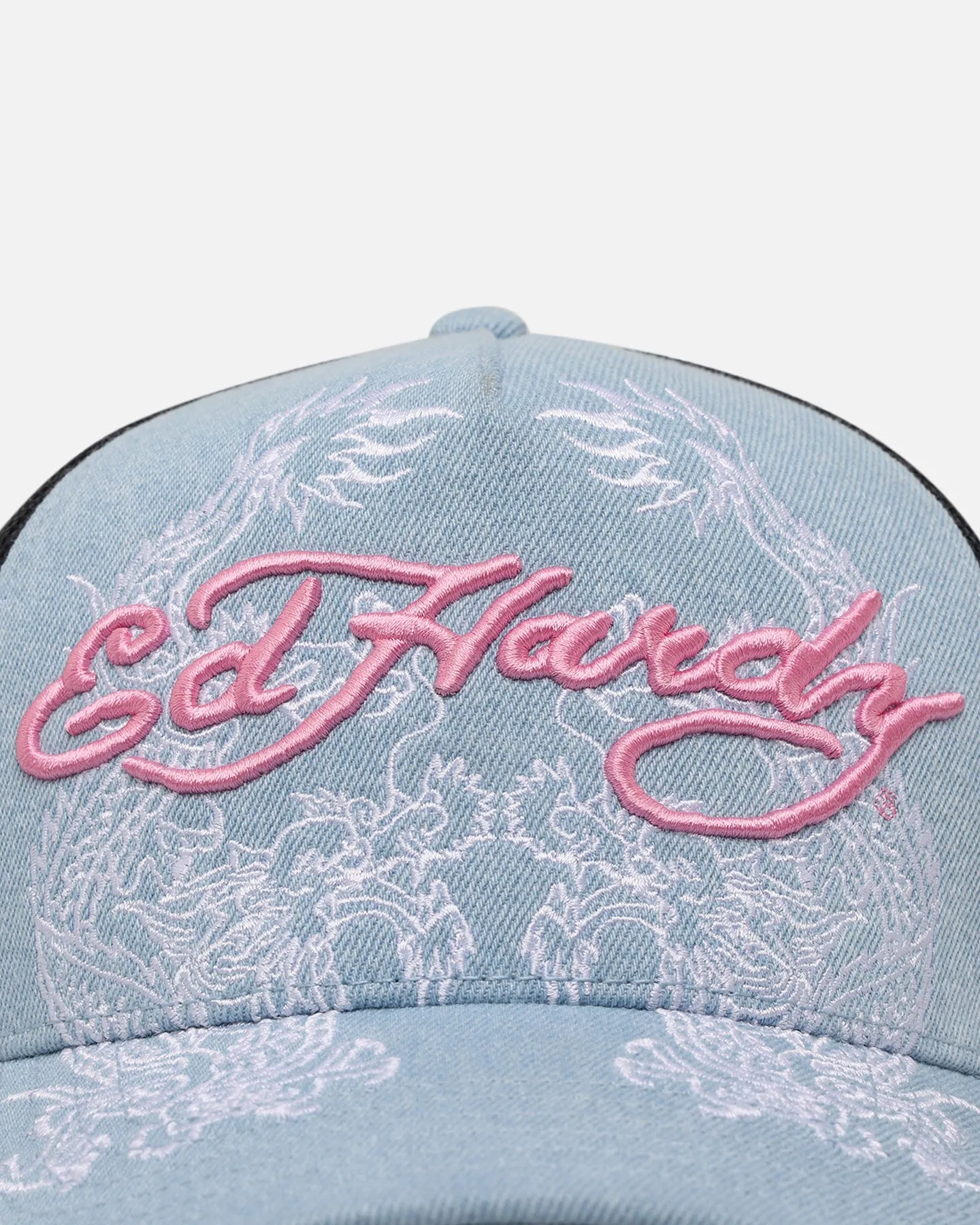 Ed Hardy Dragon Trucker Snapback Light Denim
