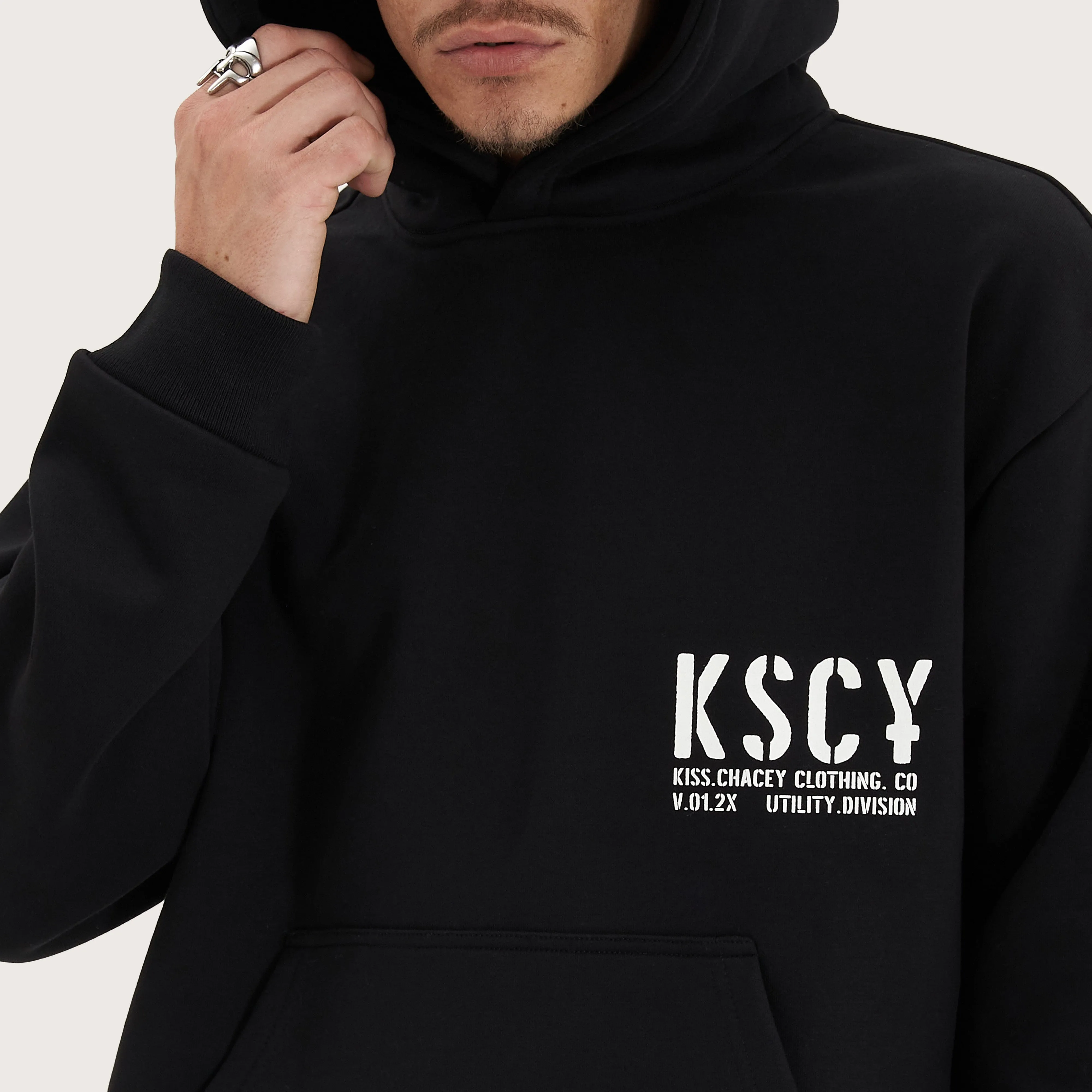 Efficacy Heavy Relaxed Hooded Sweater Jet Black
