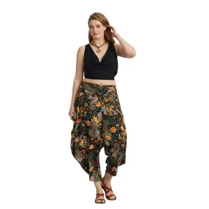 Elastic Waist Floral Print Harem Pants