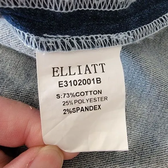 Elliatt Disco Kaffir Mid Blue Stretchy Denim Button Pockets Mini Skirt Size M