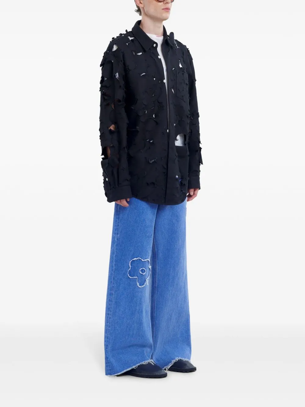 Embroidered denim jeans
