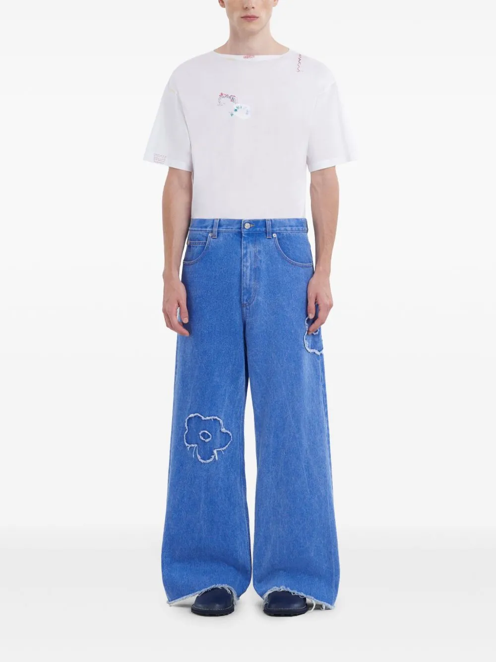Embroidered denim jeans