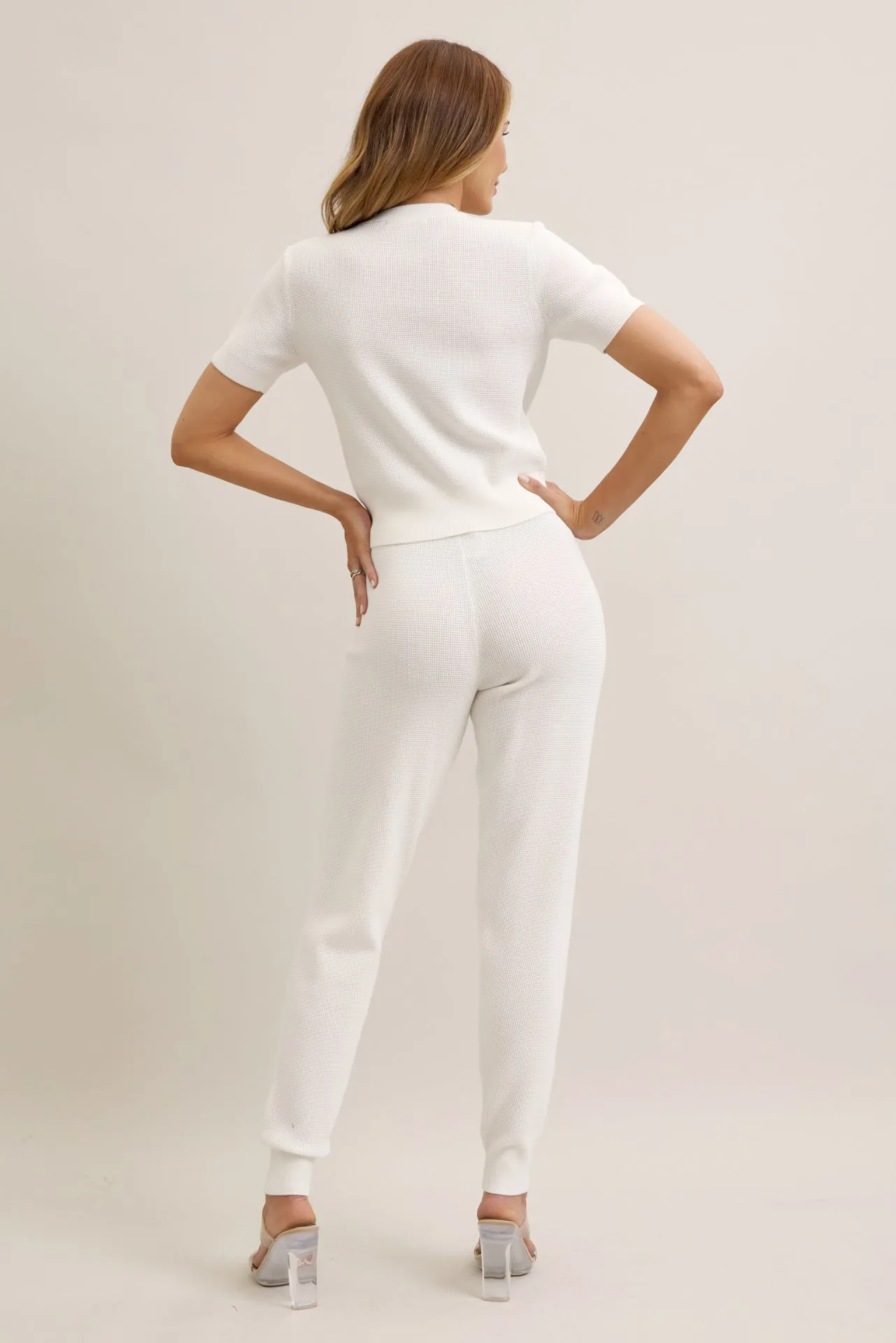 Evelina Knit Short Sleeve Top and Jogger Pants Set