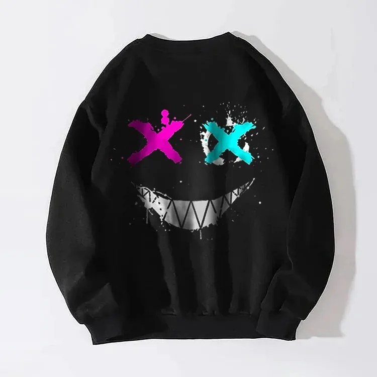 EVIL EMOJI GRAPHIC BLACK PRINT Sweatshirt