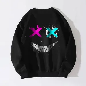 EVIL EMOJI GRAPHIC BLACK PRINT Sweatshirt
