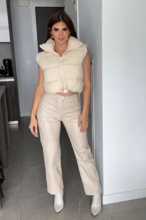 Faux Leather Cargo Pants (Black or Bone)