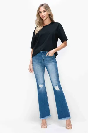 FoxFlare Raw Hem Bootcut Jeans – Full Size Distressed High Rise by Bytos
