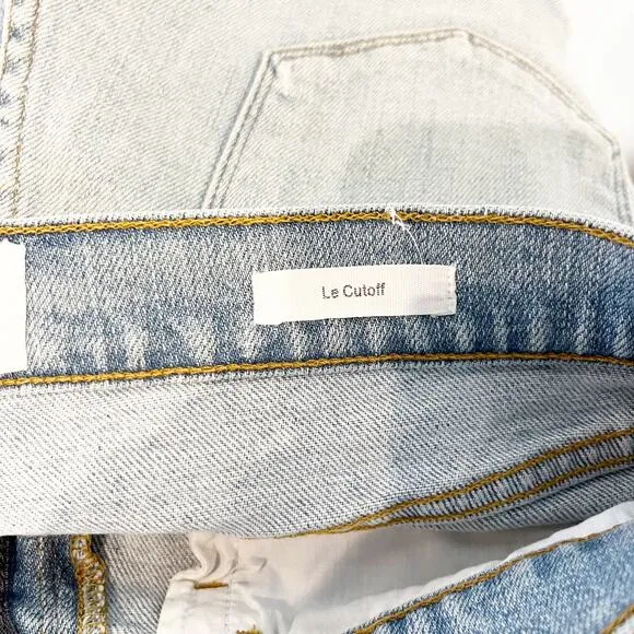 FRAME Le Cutoff Mid Rise Jean Distressed Denim Shorts Blue 25