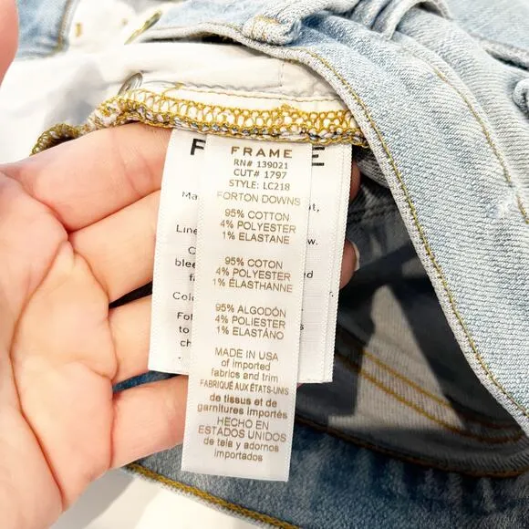 FRAME Le Cutoff Mid Rise Jean Distressed Denim Shorts Blue 25