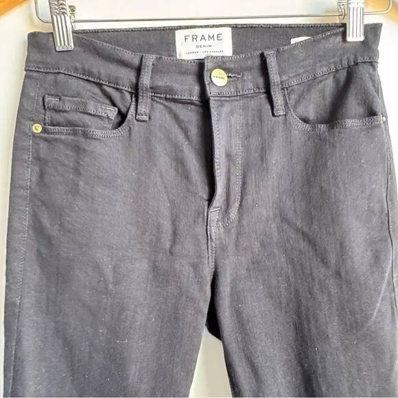 FRAME Le Skinny de Jeanne Denim Jeans Black Size 27 4 Flare Raw hippie festival