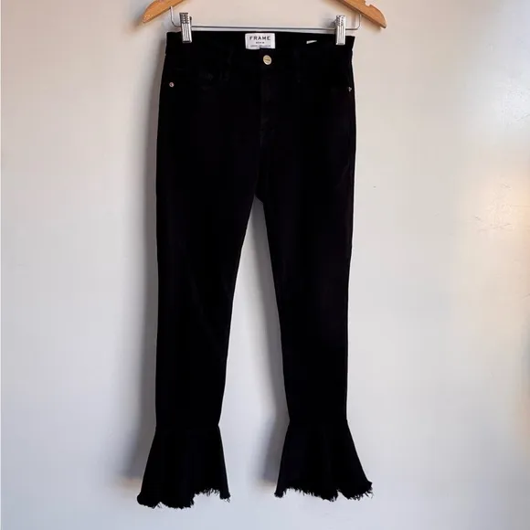 FRAME Le Skinny de Jeanne Denim Jeans Black Size 27 4 Flare Raw hippie festival