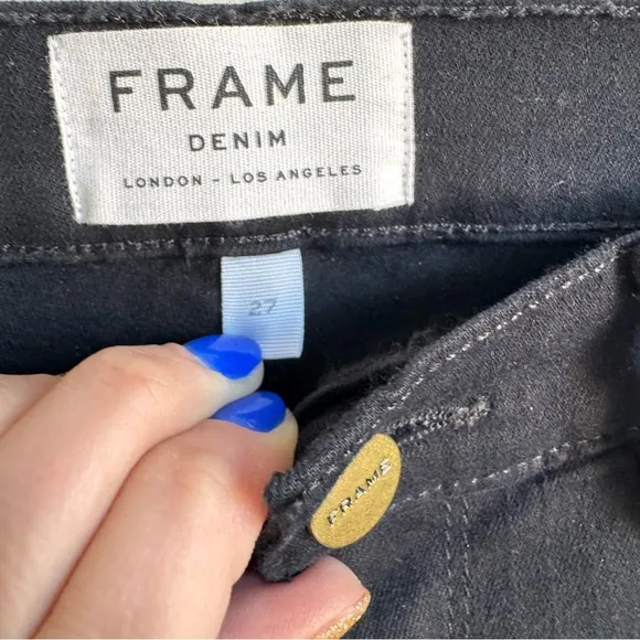 FRAME Le Skinny de Jeanne Denim Jeans Black Size 27 4 Flare Raw hippie festival
