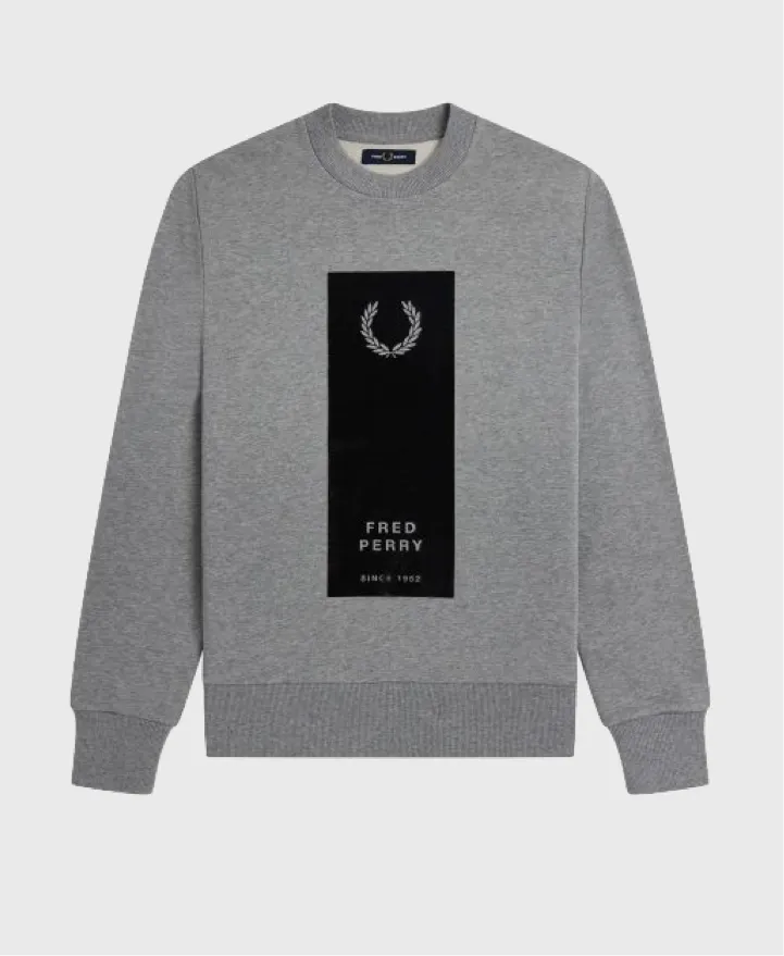 Fred Perry M3701 Graphic Print Sweatshirt Steel Grey Marl