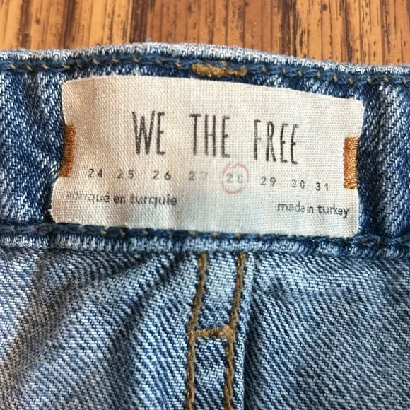 FREE PEOPLE Distressed Raw Hem Denim A-Line Skirt NWOT sz 6