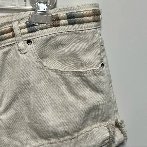 Free People 'Eliot' carefree colorful Embroidered Denim Raw Hem Cutoff Shorts