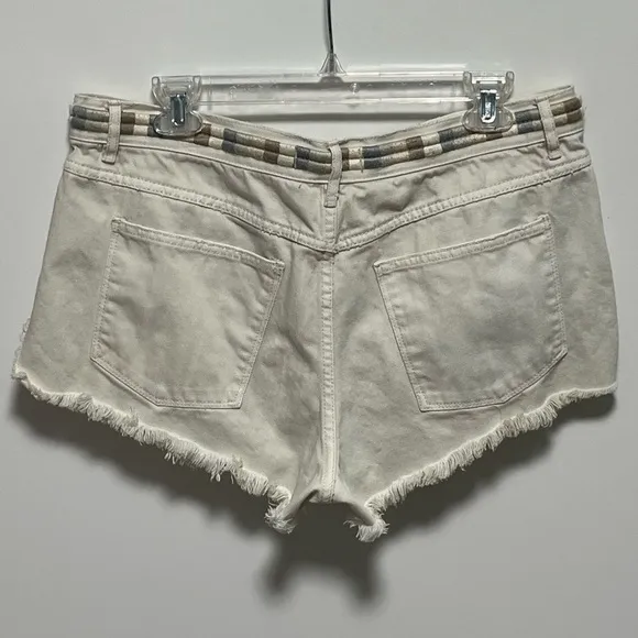 Free People 'Eliot' carefree colorful Embroidered Denim Raw Hem Cutoff Shorts