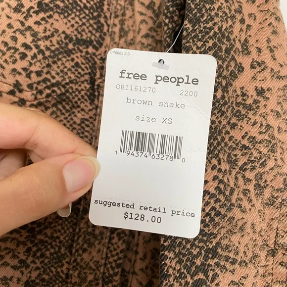 Free People Jacket Snake Print Trucker Denim Jean Jacket