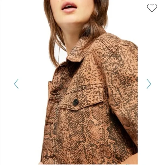 Free People Jacket Snake Print Trucker Denim Jean Jacket