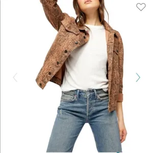Free People Jacket Snake Print Trucker Denim Jean Jacket