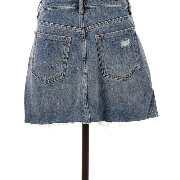 Free People We the Free NWT distressed ripped raw hem button fly denim skirt 27