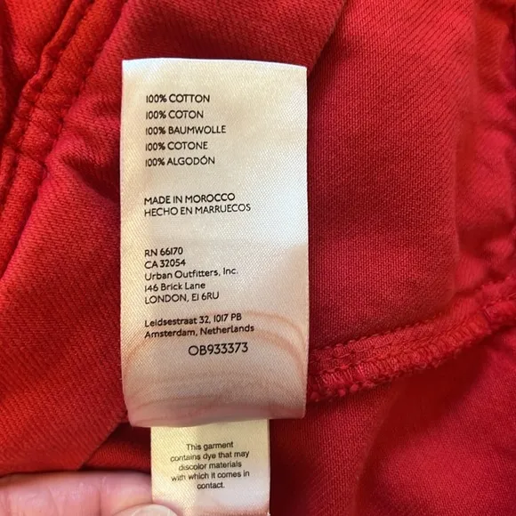Free People We The Free Rumors Denim Trucker Jacket Strawberry Spritz Red XL