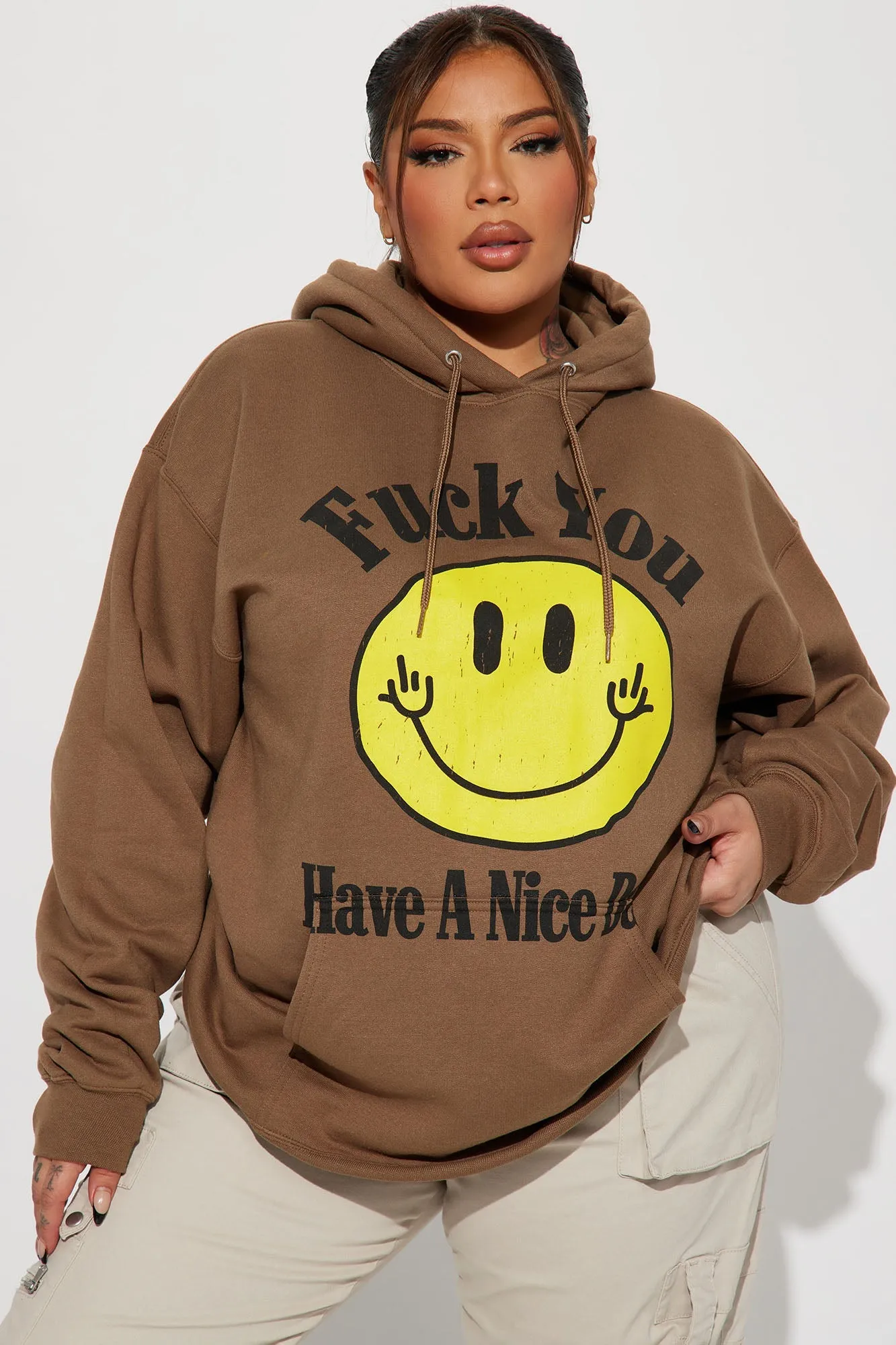 Fuck You Have A Nice Day Hoodie - Taupe