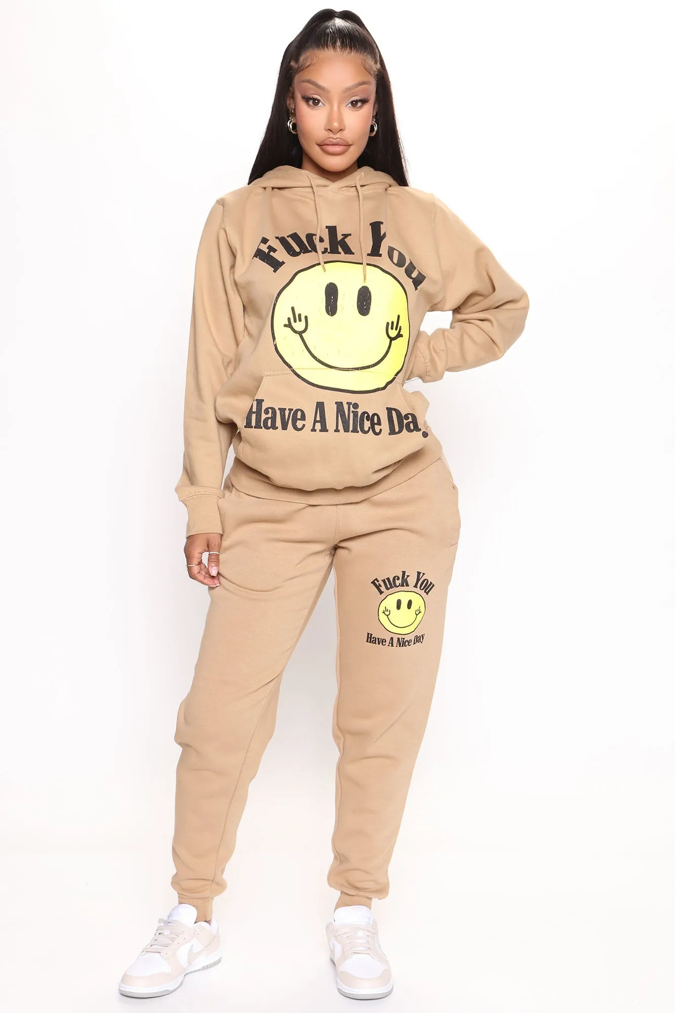 Fuck You Have A Nice Day Hoodie - Taupe