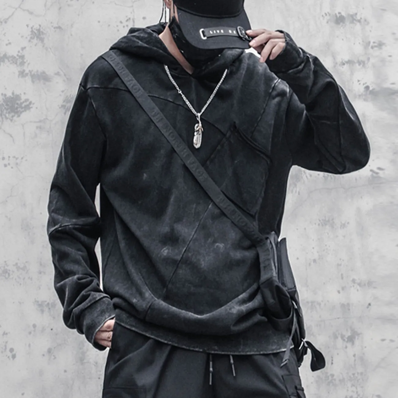 Function Vintage Patchwork Washed Hoodie