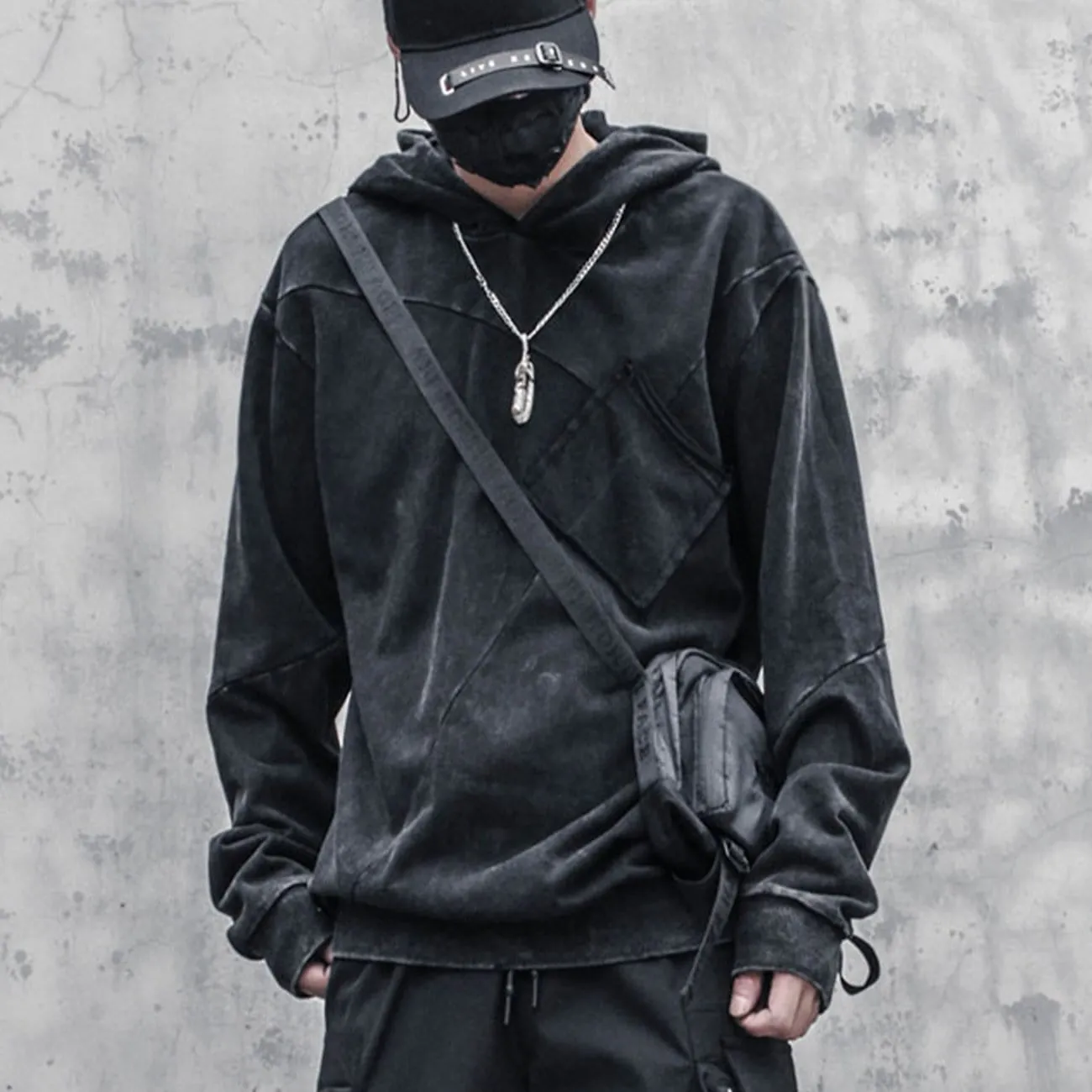 Function Vintage Patchwork Washed Hoodie