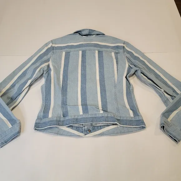 G-Star Raw 3301 Vesp Blue Striped Denim Trucker Jacket Size Small NWT!