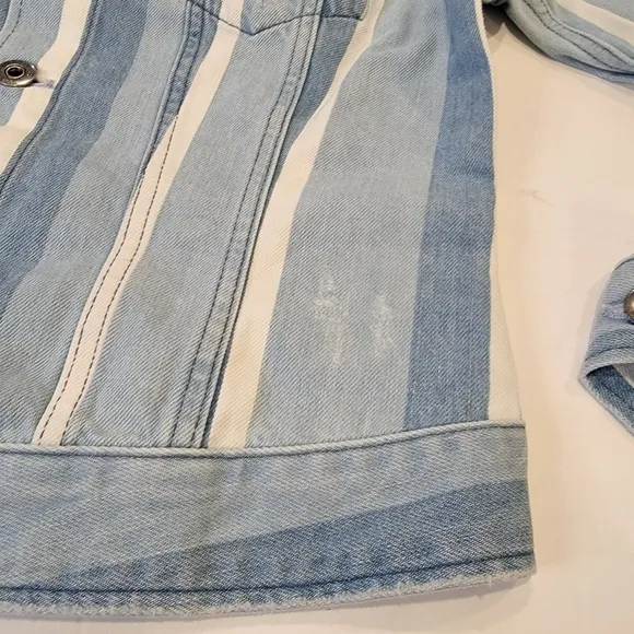 G-Star Raw 3301 Vesp Blue Striped Denim Trucker Jacket Size Small NWT!