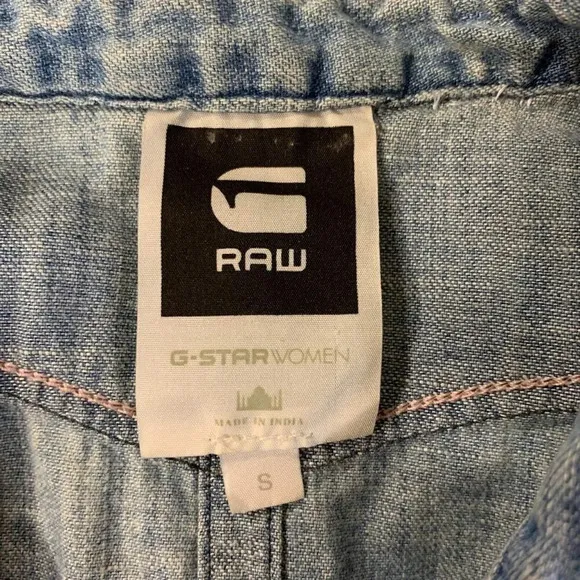 G-Star Raw Women's Western Sleeveless Denim Button Down Jean Dress Size S