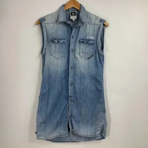 G-Star Raw Women's Western Sleeveless Denim Button Down Jean Dress Size S