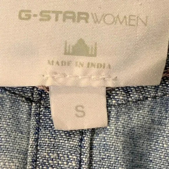 G-Star Raw Women's Western Sleeveless Denim Button Down Jean Dress Size S