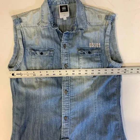 G-Star Raw Women's Western Sleeveless Denim Button Down Jean Dress Size S
