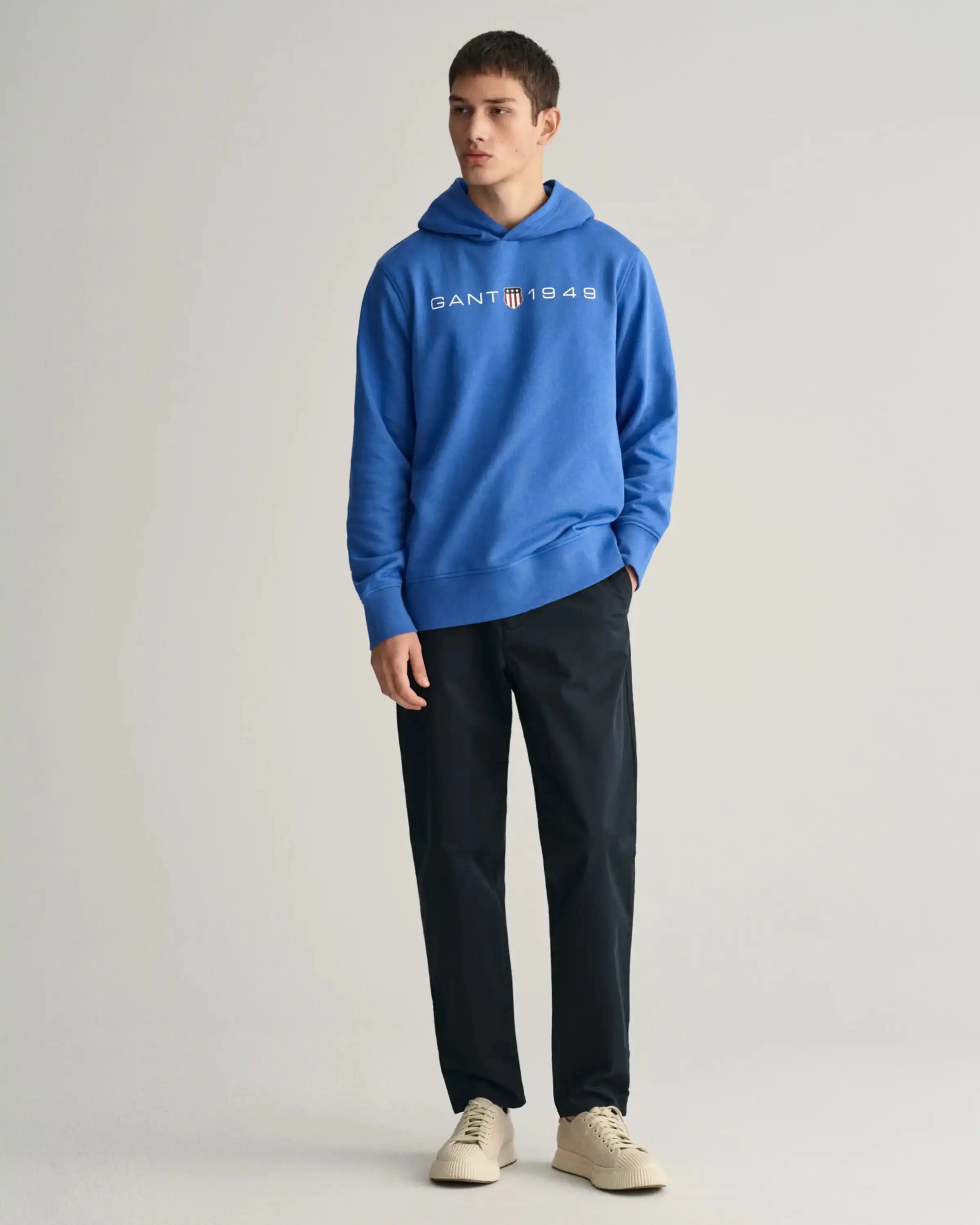 GANT Mens Printed Graphic Hoodie Rich Blue
