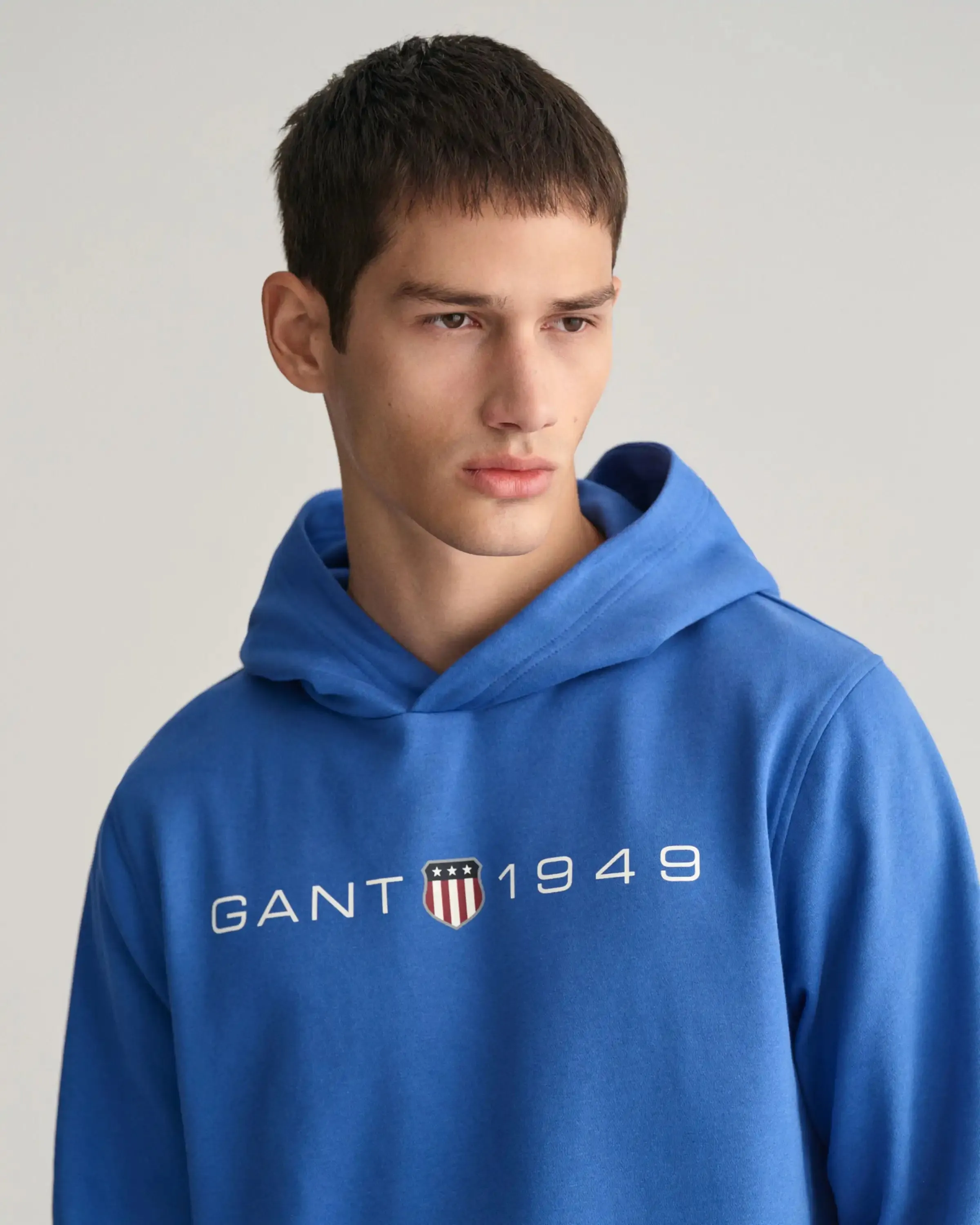 GANT Mens Printed Graphic Hoodie Rich Blue