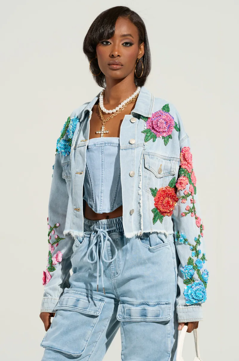 GARDEN OF EDEN EMBELLISHED DENIM JACKET